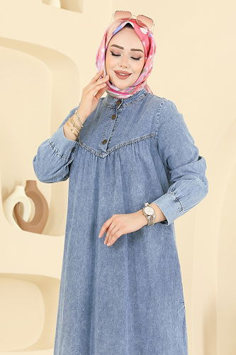 moda selvim الفستان جينز فاتح 103ZNE1011 - Thumbnail