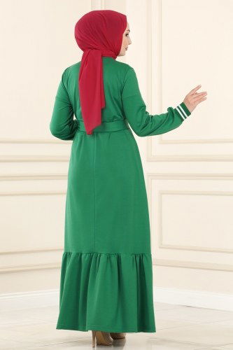 moda selvim Dress 1042MRT754 Benetton Green - Thumbnail