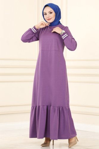 moda selvim Dress 1042MRT754 Lilac - Thumbnail