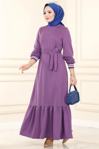 moda selvim Dress 1042MRT754 Lilac - Thumbnail