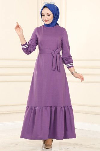 moda selvim Dress 1042MRT754 Lilac - Thumbnail