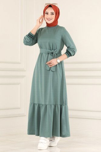 moda selvim 1042MRT754 تركوازي فستان - Thumbnail