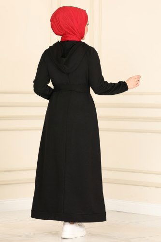 moda selvim 1043MRT754 اسود فستان - Thumbnail