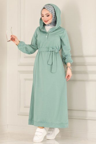 moda selvim 1043MRT754 تركوازي فستان - Thumbnail