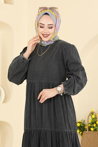 moda selvim Dress 104ZNE1011 Black Jeans - Thumbnail