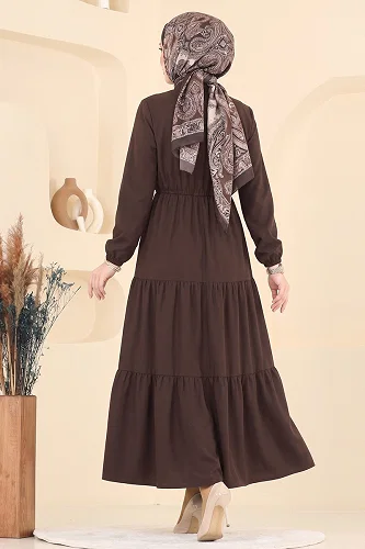 moda selvim Dress 105NZRK1200 Brown - Thumbnail