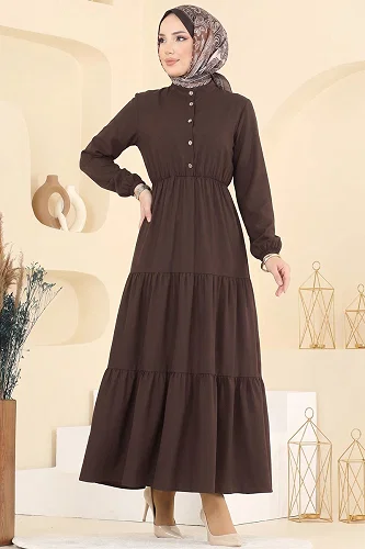 moda selvim Dress 105NZRK1200 Brown - Thumbnail