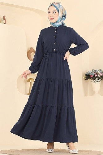 moda selvim Dress 105NZRK1200 Navy Blue - Thumbnail