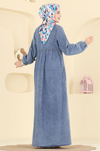 moda selvim Dress 105ZNE1011 Light Denim - Thumbnail