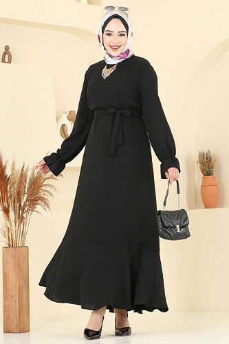 moda selvim Dress 1061ERK1158 Black - Thumbnail