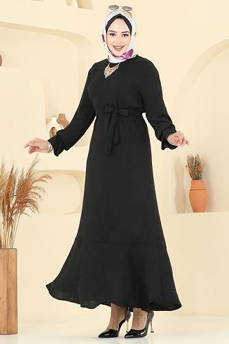 moda selvim Dress 1061ERK1158 Black - Thumbnail