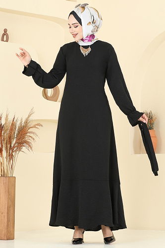 moda selvim الفستان أسود 1061ERK1158 - Thumbnail