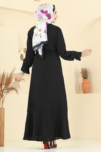 moda selvim الفستان أسود 1061ERK1158 - Thumbnail