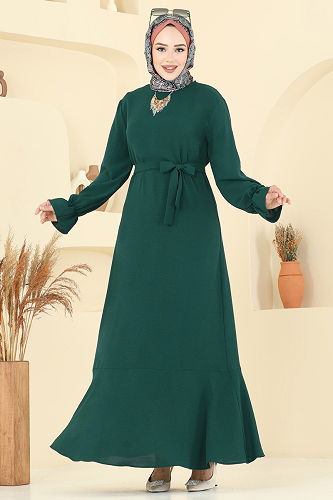 moda selvim Dress 1061ERK1158 Emerald - Thumbnail