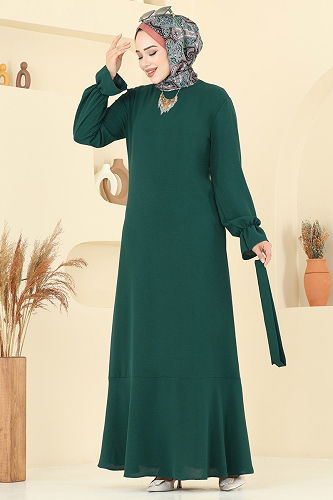moda selvim Dress 1061ERK1158 Emerald - Thumbnail