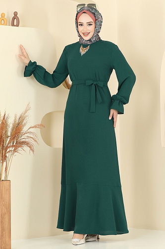 moda selvim الفستان زيتي 1061ERK1158 - Thumbnail