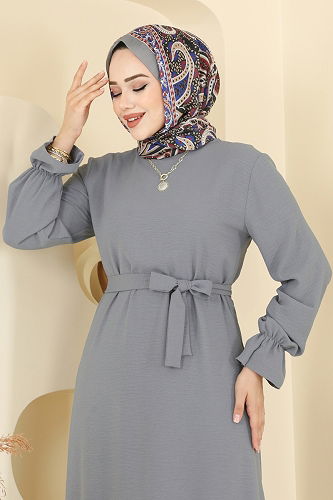 moda selvim Dress 1061ERK1158 Gray - Thumbnail