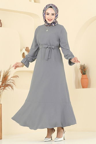 moda selvim Dress 1061ERK1158 Gray - Thumbnail