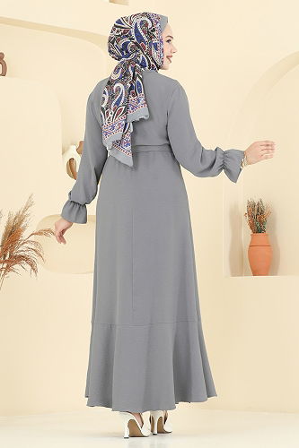 moda selvim Dress 1061ERK1158 Gray - Thumbnail
