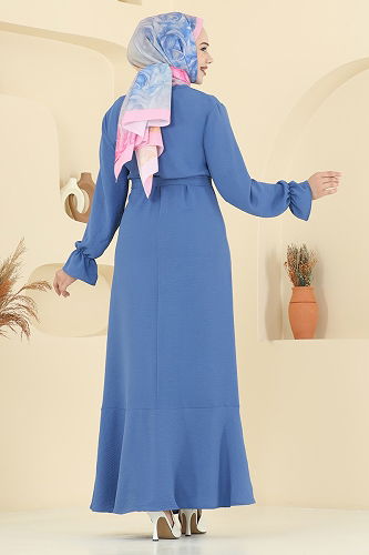 moda selvim Dress 1061ERK1158 Indigo - Thumbnail