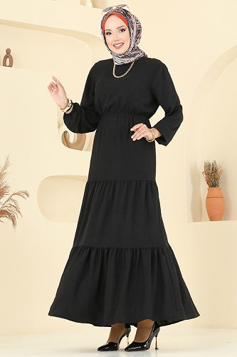 moda selvim Dress 1062ERK1158 Black - Thumbnail