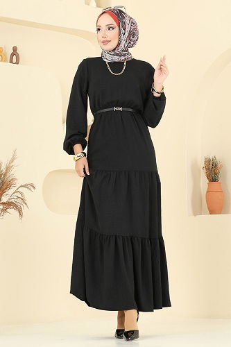 moda selvim Dress 1062ERK1158 Black - Thumbnail