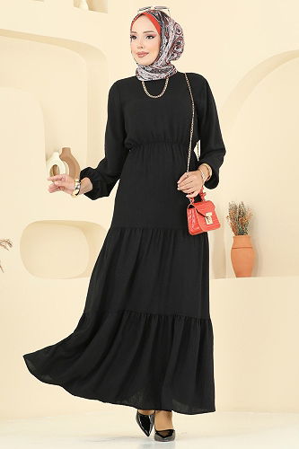 moda selvim الفستان أسود 1062ERK1158 - Thumbnail