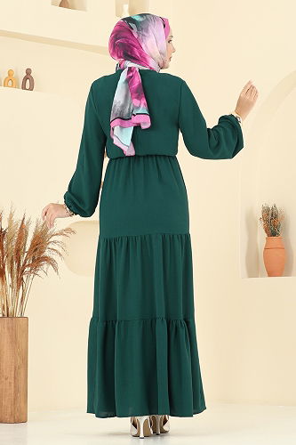 moda selvim Dress 1062ERK1158 Emerald - Thumbnail