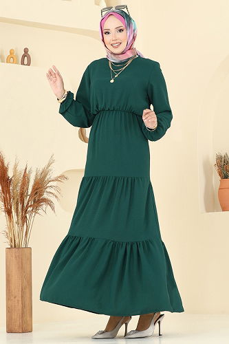 moda selvim Dress 1062ERK1158 Emerald - Thumbnail