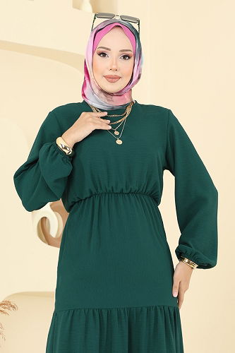 moda selvim Dress 1062ERK1158 Emerald - Thumbnail