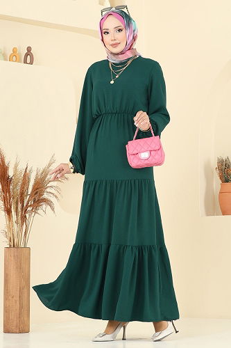 moda selvim الفستان زيتي 1062ERK1158 - Thumbnail