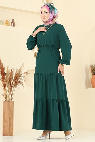 moda selvim الفستان زيتي 1062ERK1158 - Thumbnail