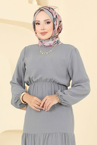 moda selvim Dress 1062ERK1158 Gray - Thumbnail