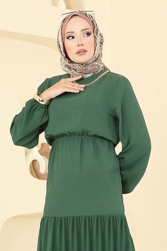 moda selvim الفستان أخضر عفني 1062ERK1158 - Thumbnail