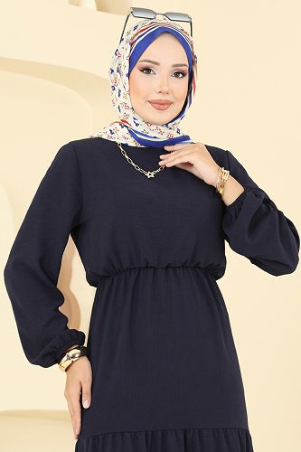moda selvim Dress 1062ERK1158 Navy Blue - Thumbnail