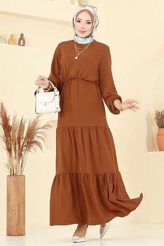 moda selvim Dress 1062ERK1158 Tan - Thumbnail