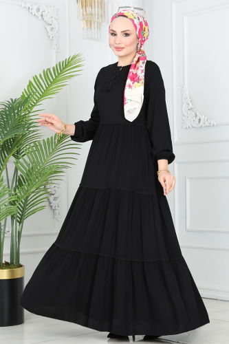 moda selvim DRESS 1068BG354 Black - Thumbnail