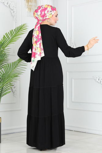 moda selvim DRESS 1068BG354 Black - Thumbnail