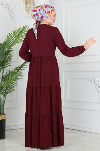 moda selvim DRESS 1068BG354 Burgundy - Thumbnail