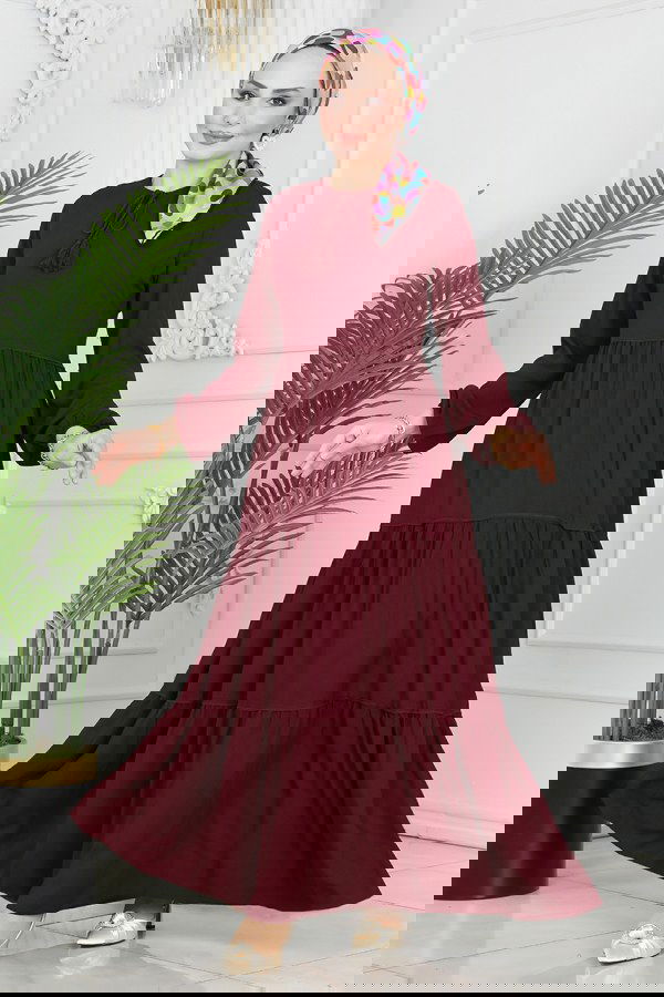 Modaselvim خصم صافٍ20%+20% في سلة التسوق الفستان خمري 1068BG354