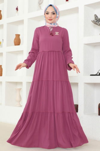 moda selvim Dress 1068BG354 Dark Rose Dusky - Thumbnail