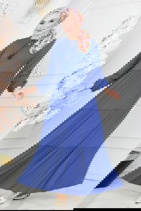 Modaselvim خصم صافٍ20%+20% في سلة التسوق الفستان ازرق 1068BG354