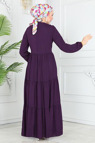 moda selvim الفستان أرجواني 1068BG354 - Thumbnail