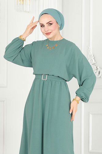 moda selvim 106MP806 تركوازي فستان - Thumbnail