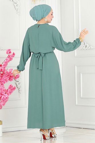 moda selvim 106MP806 تركوازي فستان - Thumbnail