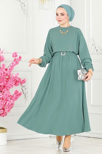 moda selvim 106MP806 تركوازي فستان - Thumbnail