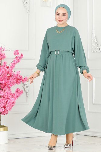 moda selvim 106MP806 تركوازي فستان - Thumbnail