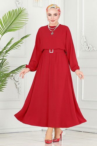moda selvim Dress 106MP806 Red - Thumbnail