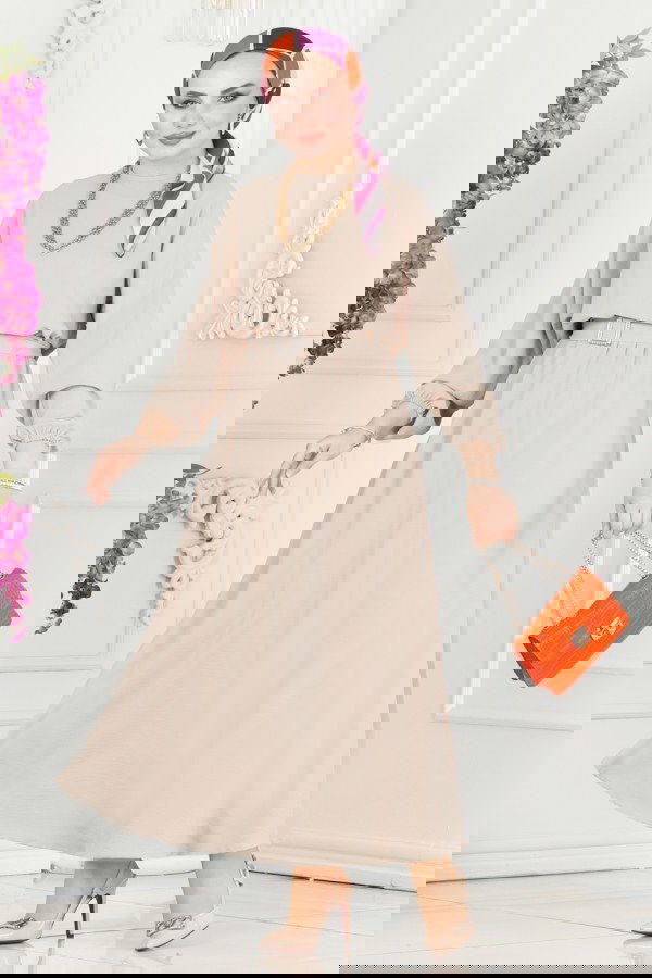 Modaselvim خصم صافٍ20%+20% في سلة التسوق 106MP806 قمحي فستان