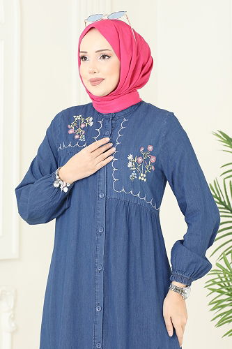 moda selvim Dress 106ZNE1011 Light Denim - Thumbnail